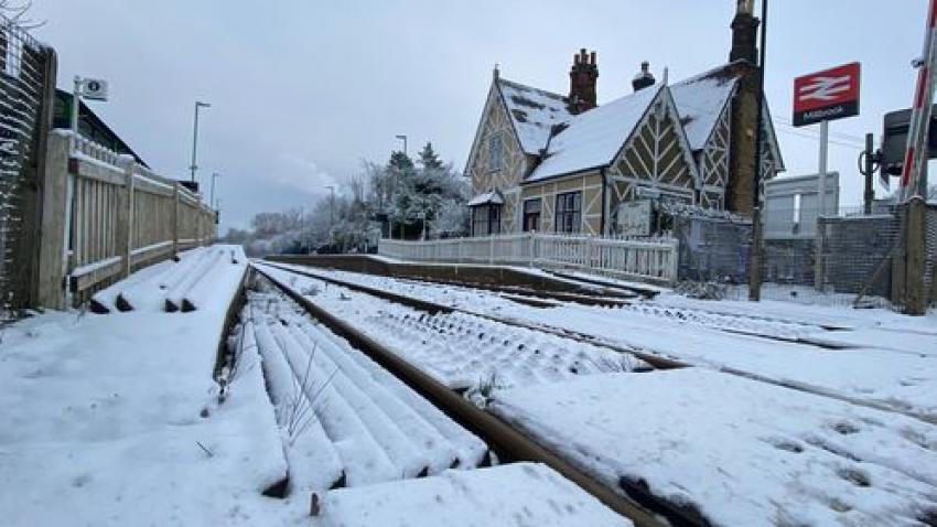 Snowy day at Millbrook Station, Marston Vale Line