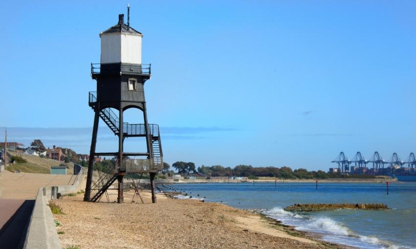 Photo: Dovercourt beach and lighthouse Credit: Greater Anglia