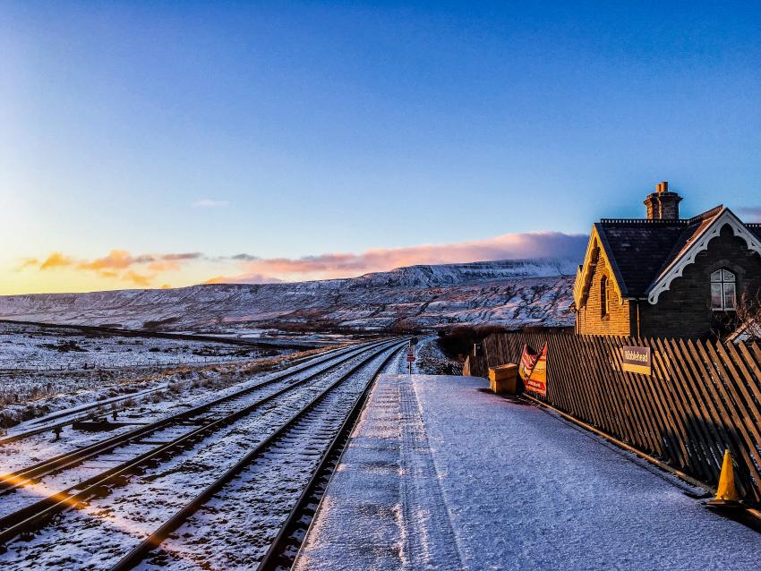 Ribblehead Station in the winter sun along the Settle to Carlisle line