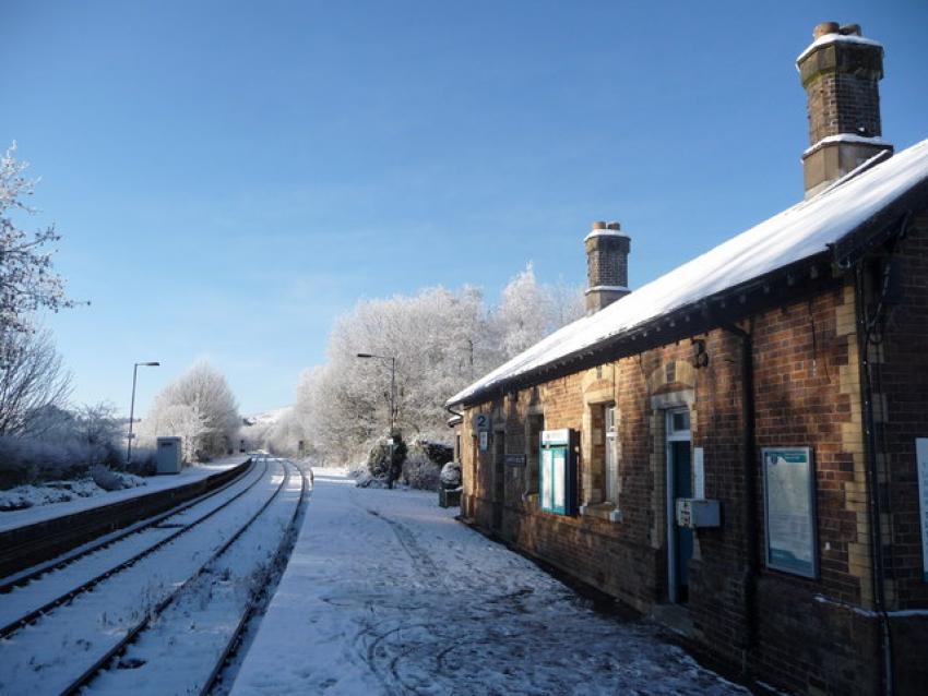 Llanwrtyd Wells Railway Station in the snow, Heart of Wales