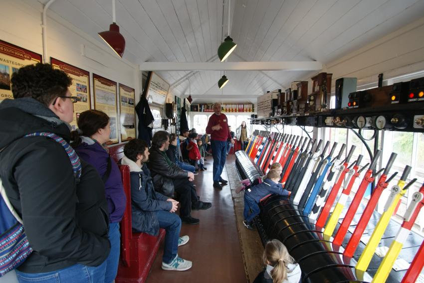 People inside St Albans Signal Box, open for Heritage Open Days