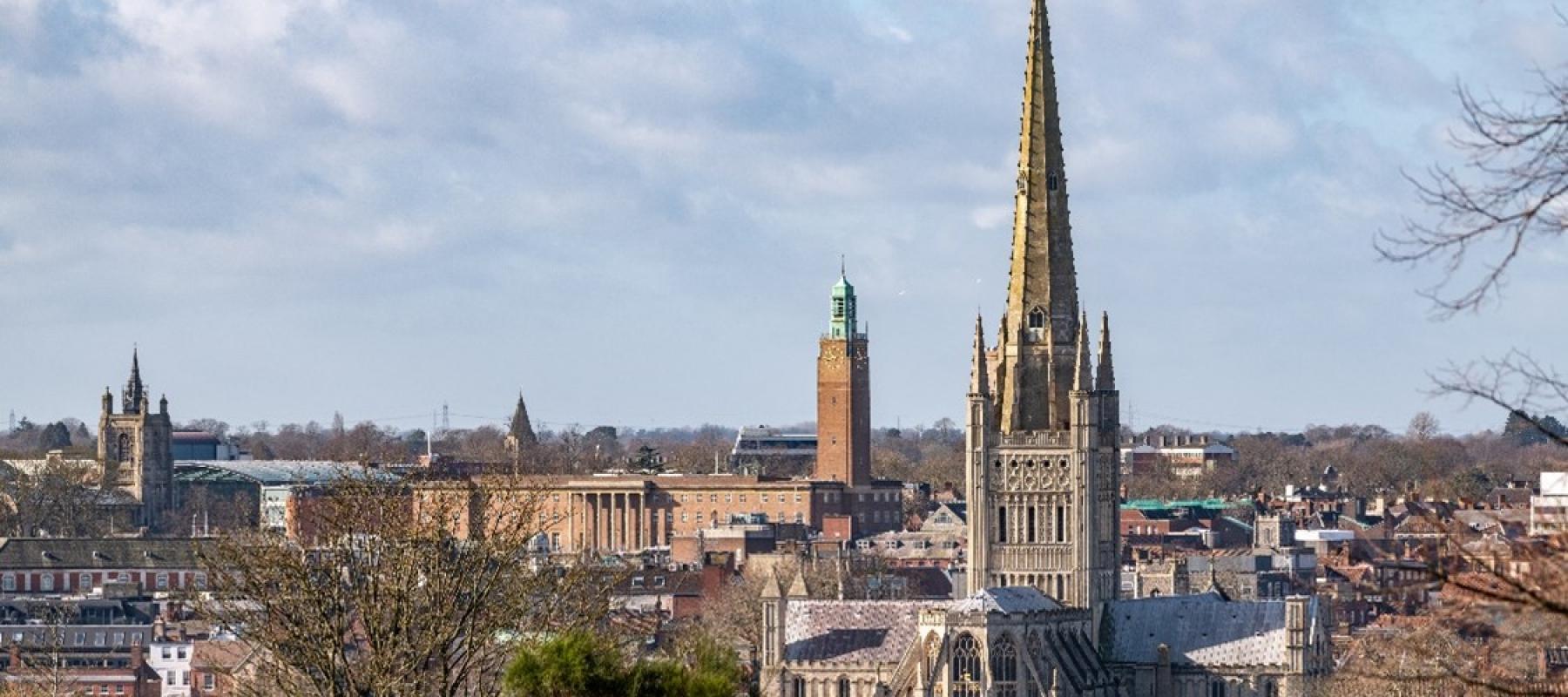 Norwich Cathedral and skyline scenic days out by rail