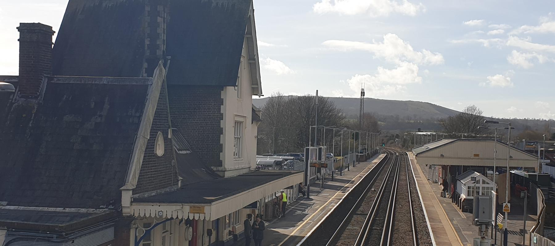Looking at Petersfield Railway Station from the bridge