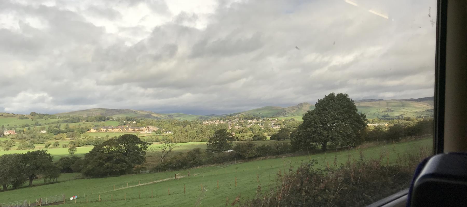 A view from the train window along the Buxton Line