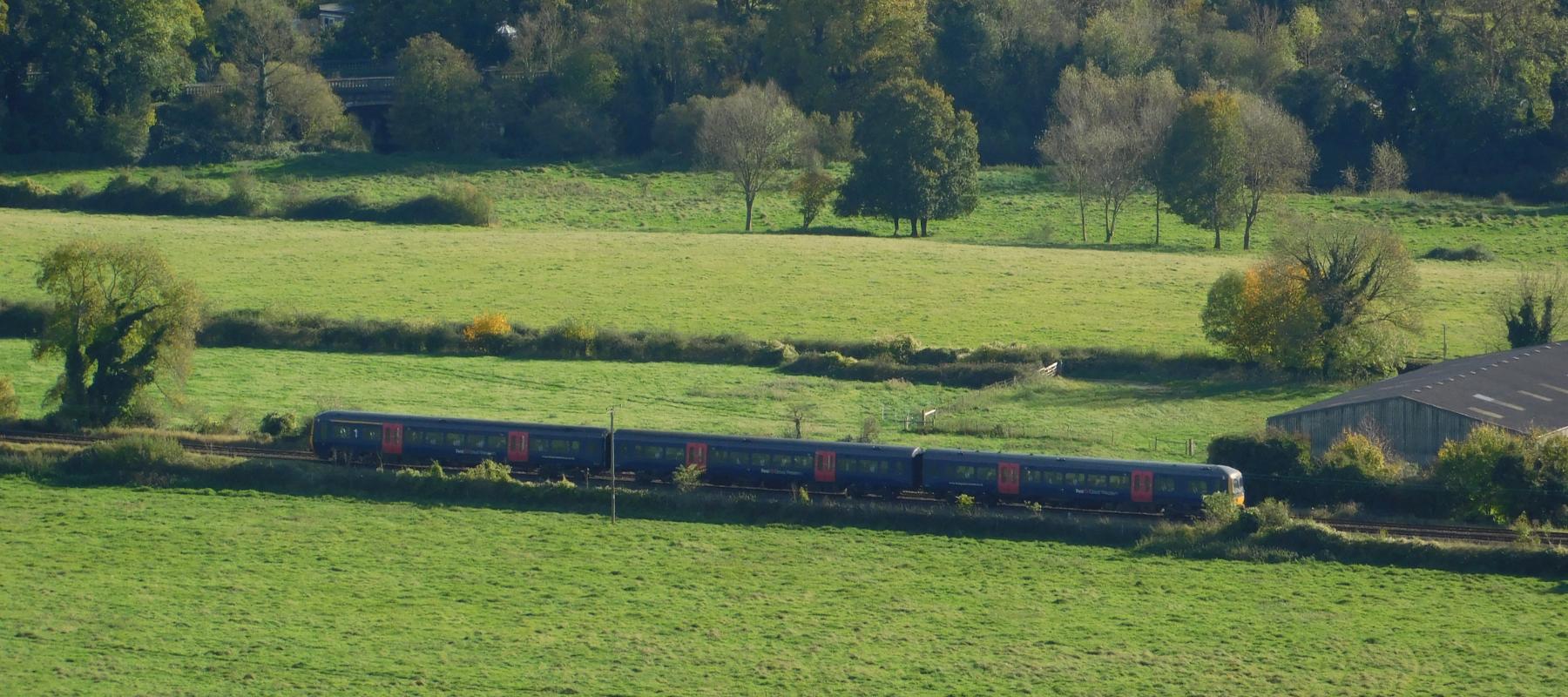 Train travelling along the North Downs Line