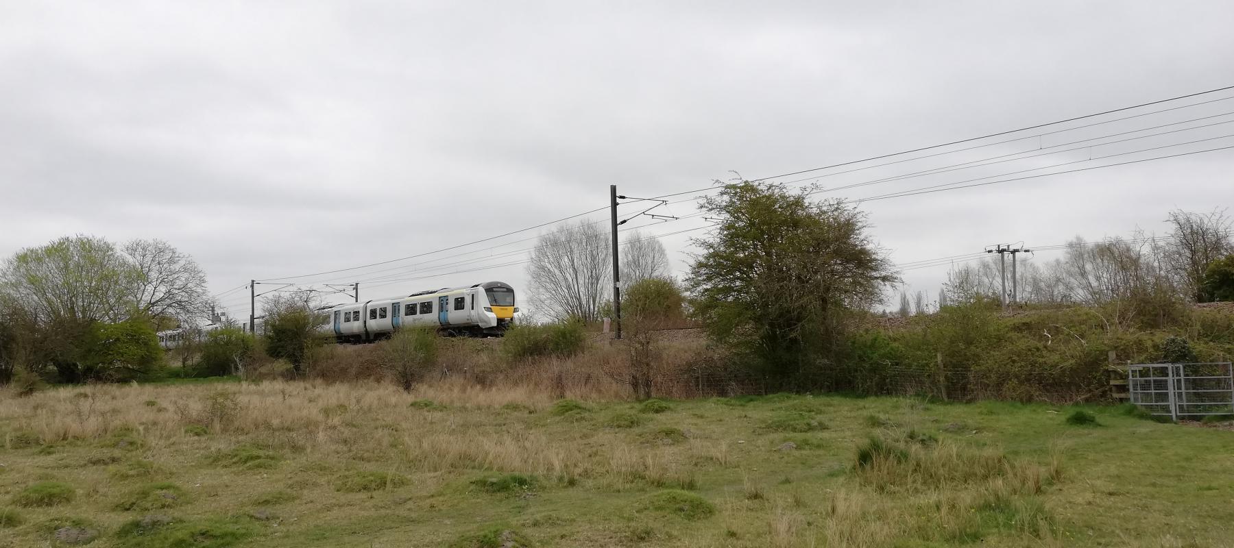 Train travelling through the English countryside