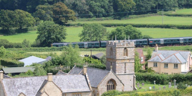 South Wessex train travelling through English countryside