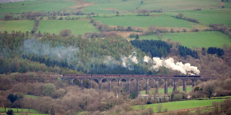 Steam train travelling along the Heart of Wales line